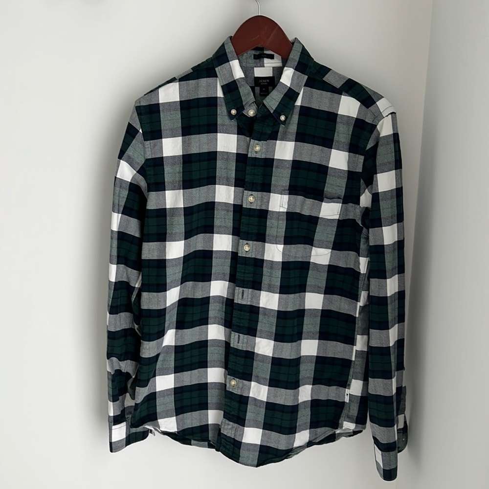 J.Crew Men’s Shirt in Green Buffalo Check Plaid